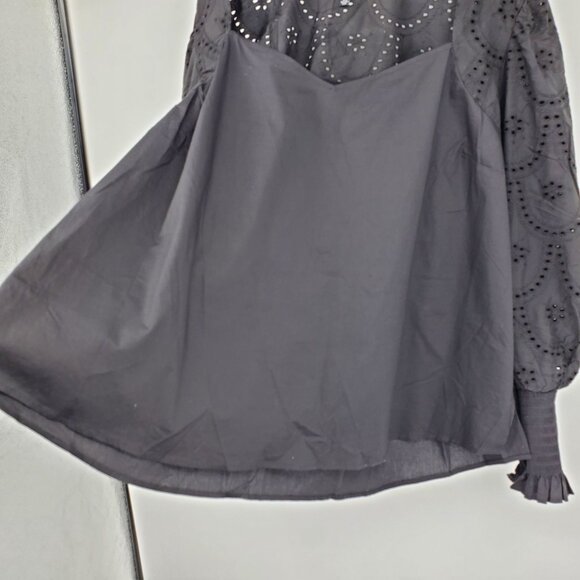 Eloquii Elements Eyelet Puff Sleeve Easy Fit Long Sleeved Career Floral Top 26 - Picture 7 of 10